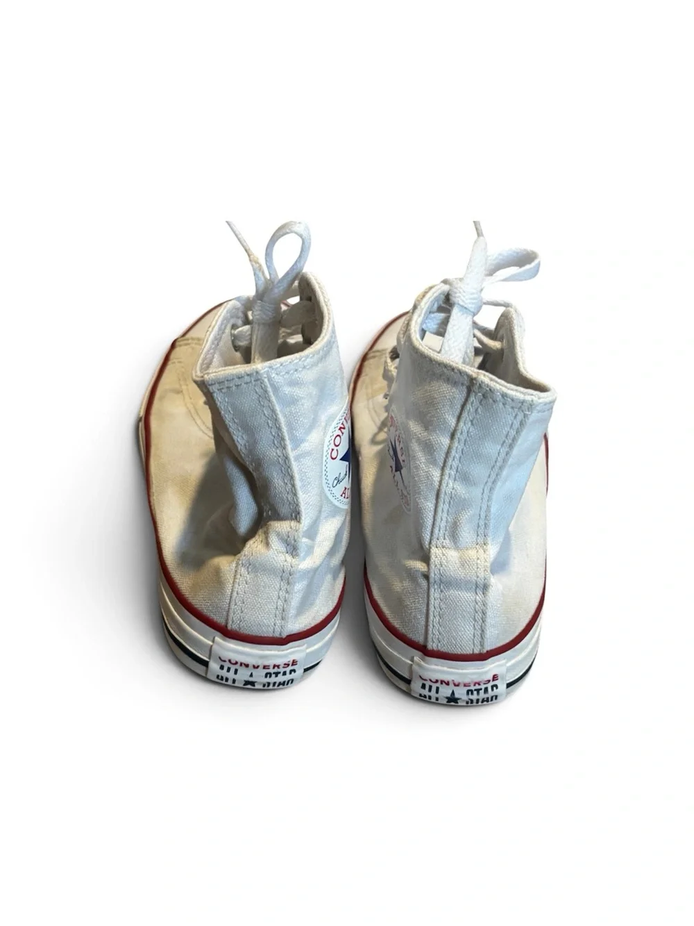 Converse Kids High Top Sneakers - White with Red & Blue Accents size 3Y